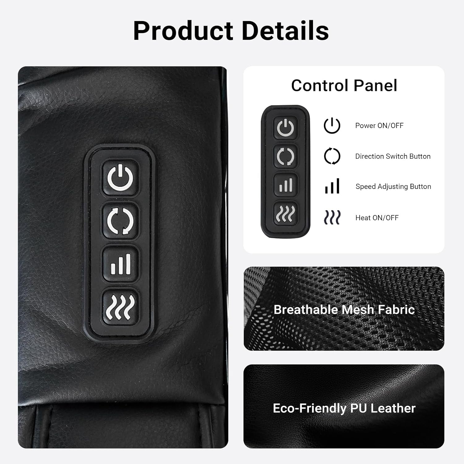 Plug-In Neck and Back Massager with Heat, Electric Deep Tissue 4D Kneading Massage for Shoulder, Body Muscle Pain Relief, Home, Office and Car Use, Gifts for Christmas Friend Dad Mom Men Women, Includes 1M Power Cord, Onyx Black